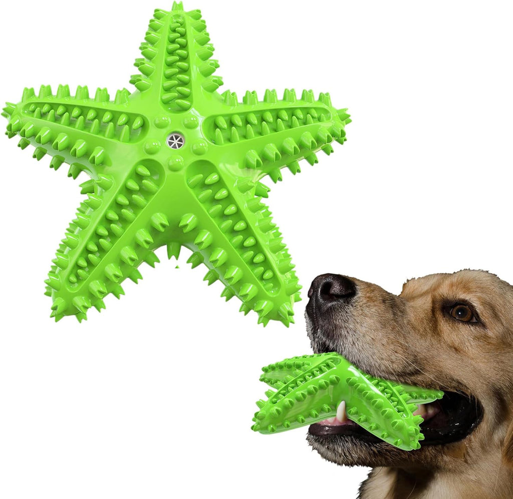 Squeaky Chew Toy - Starfish Water Floating Toy for Dogs, Natural Tooth Brush Teeth Cleaning for Small Medium Dogs - Blue
