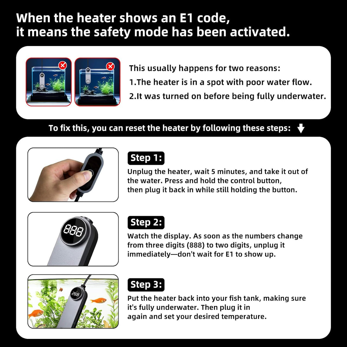 boxtech Small Fish Tank Heater - Mini Aquarium Heater
