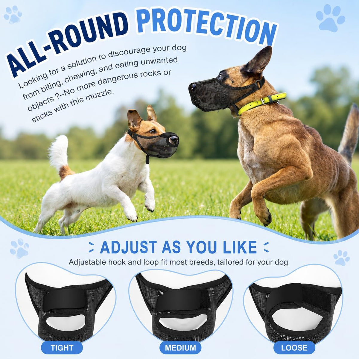 Dog Muzzle, Soft Air Mesh Muzzles for Medium Sized Dogs, Breathable Dog Mussels for Scavenging Biting Licking & Barking, Adjustable Mouth Guard with Front Opening, Allows Panting and Drinking(Black,M)