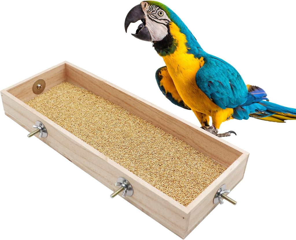 Bird Feeding Cups, Natural Wooden Parrot Perch Stand, Birds Food Dish, Parakeets Feeder Bowl, Cage Accessories for Small Animals Rat Hamster Guinea Pig Chinchillas Budgies Cockatiels Love Birds