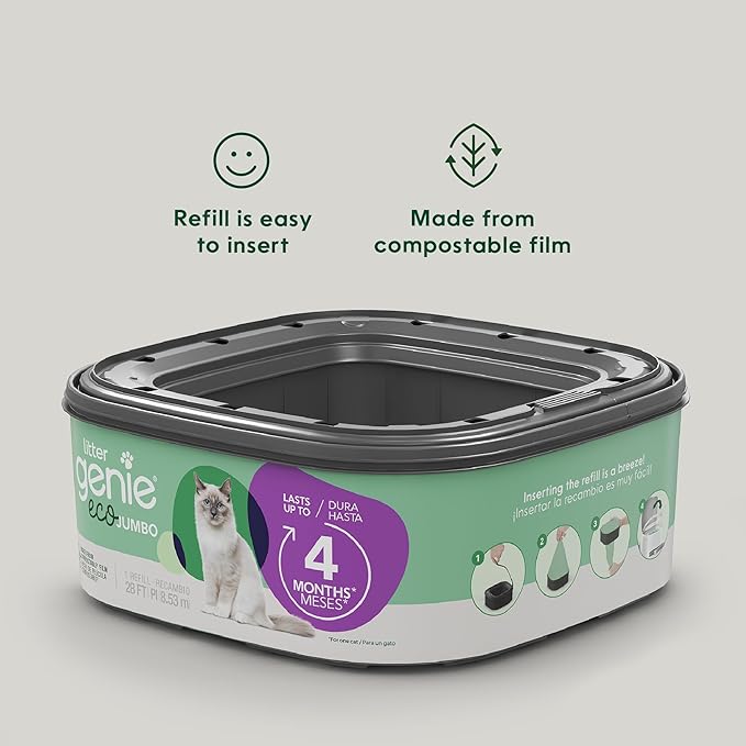 Litter Genie Eco Refills | Compostable Cat Litter Bags Jumbo 1-pack | Up to 4 - Image 9