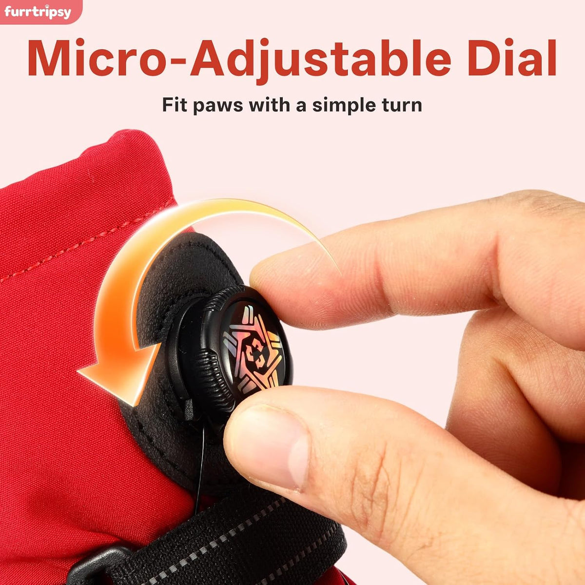 Dog Booties with Micro-Adjustable Dial, Waterproof Dog Shoes for Large Medium Small Dogs, Rugged Non-Slip Rubber Paw Protectors for Hot Pavement and Snow, Hiking 4PCS (Red, Size 8)