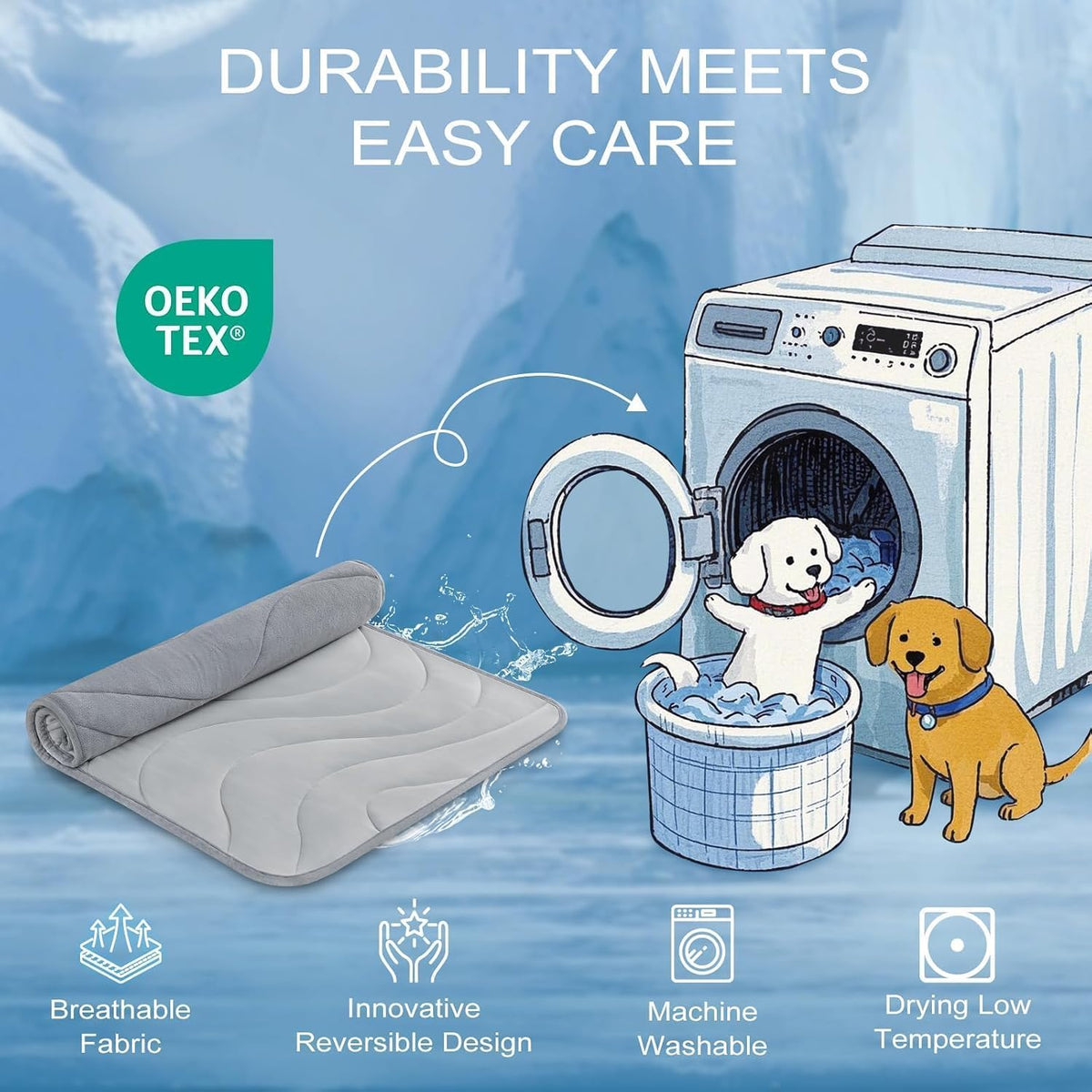 Cozyide Dog Cooling Mat, Q-Max>0.45, 36" L x 23" W, Light Grey