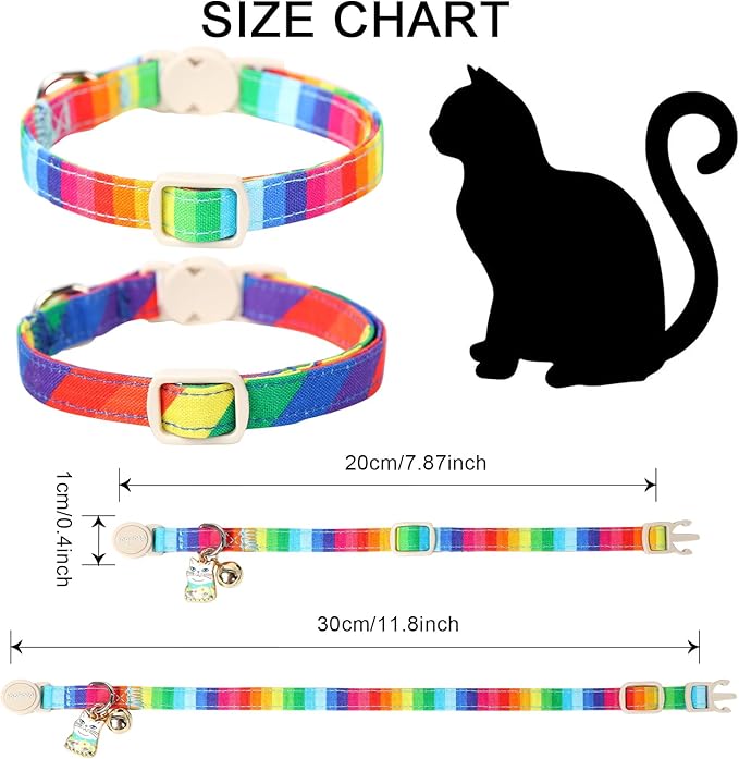 Cat Collar, 2 Pack LGBT Cat Collars Breakaway - Image 3