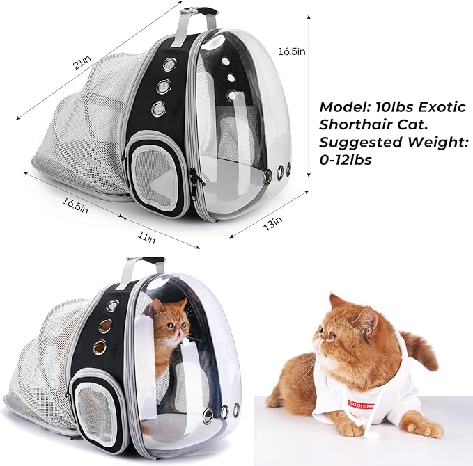 Lollimeow Cat Carrier Backpack, Expandable Bubble Pet Carrier - Image 2