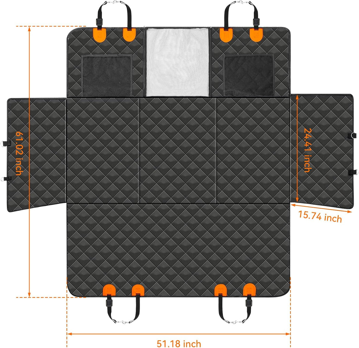 Back Seat Extender for Dogs,Hard Bottom Car Seat Waterproof Car Seat Cover for Dogs with Mesh Window, Anti-Scratch Nonslip Pet Car Seat Protector(Black,for Car/SUV/Small Truck)