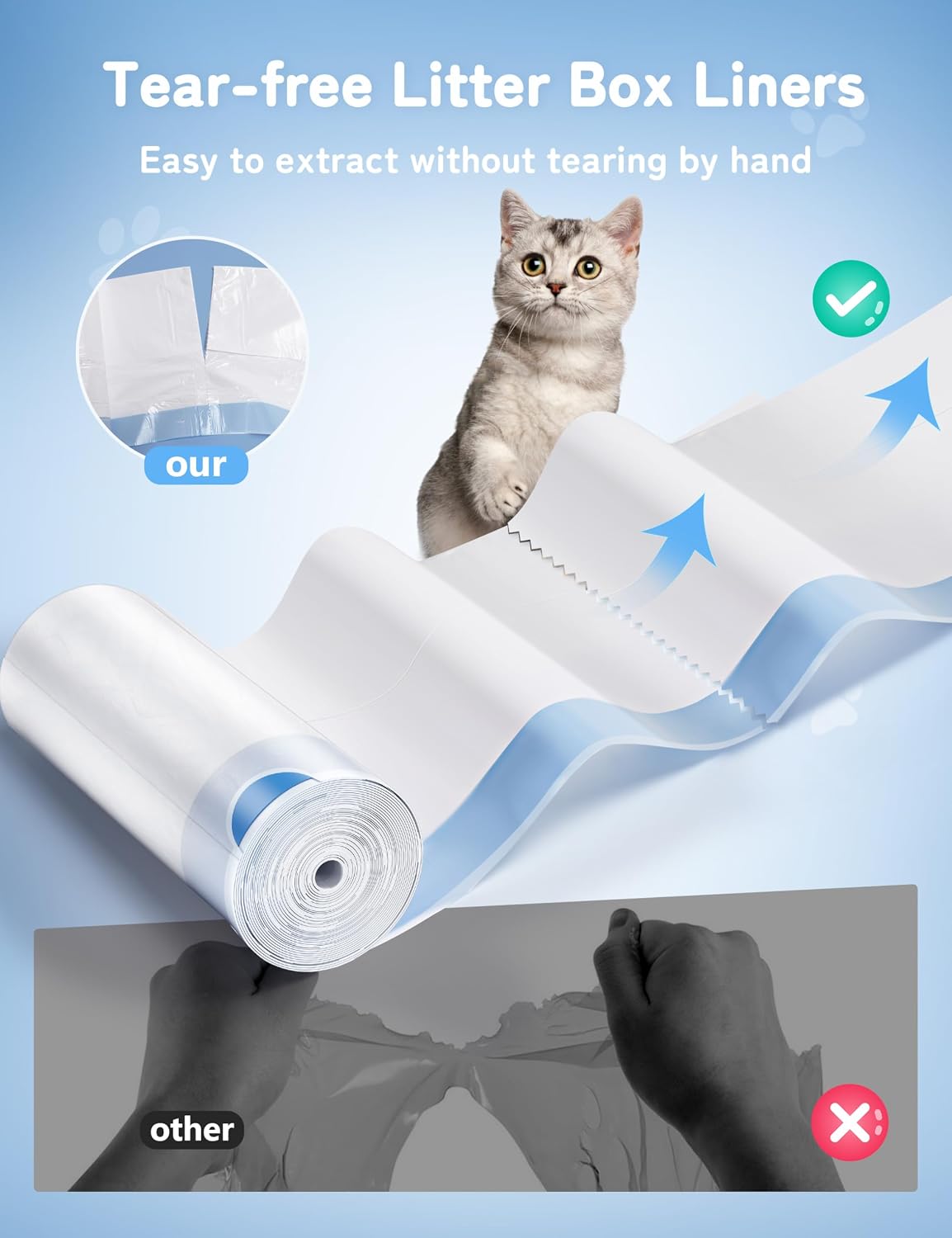 Thereye Cat Litter Bags, 60 Counts Litter Box Liners for SC06/SC07/SC08