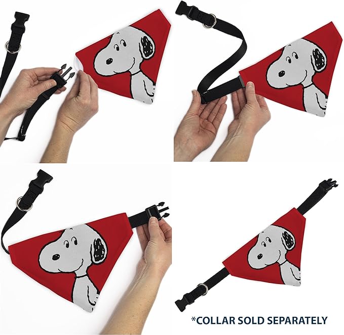 Peanuts Pet Bandana Snoopy Smiling Face Pose Red Slip On Collar Bandana Only - Image 6