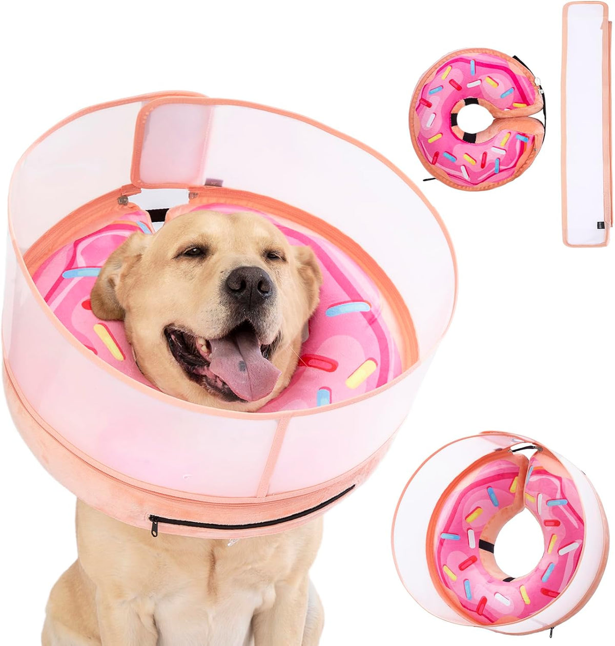 Inflatable Dog Cone Collar with Enhanced Anti-Licking Shield – Soft Adjustable Recovery Collar for Dogs & Cats After Surgery – Fits Large, Medium, Small Pets (Blue Love, Medium)