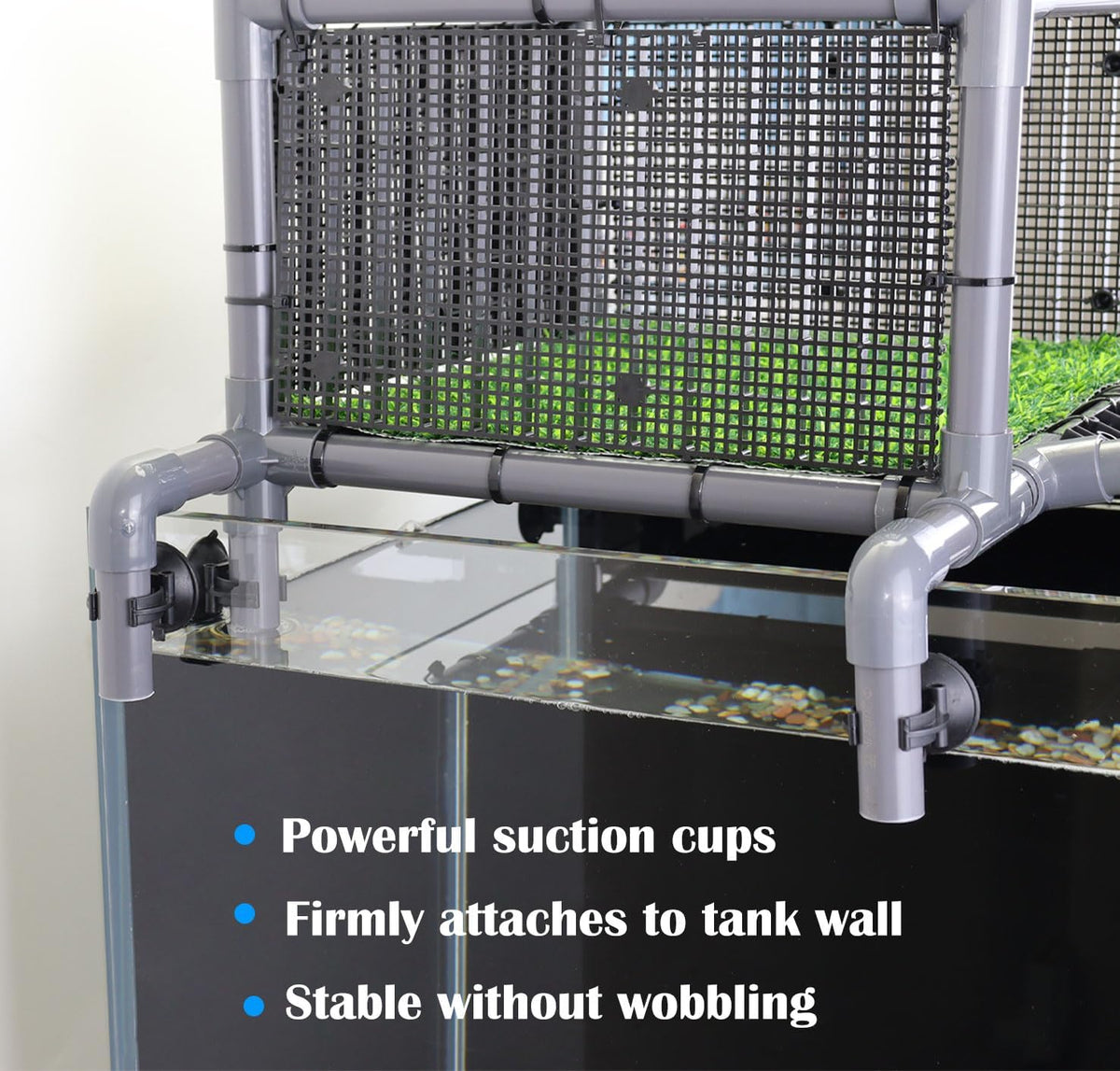 Extra Large Turtle Basking Platform, RES Basking Dock, Above Tank Dry Resting Area with Artificial Grass, Non-Slip Aquatic Turtles Ramp, Turtle Accessories for 75/90/125 Gal