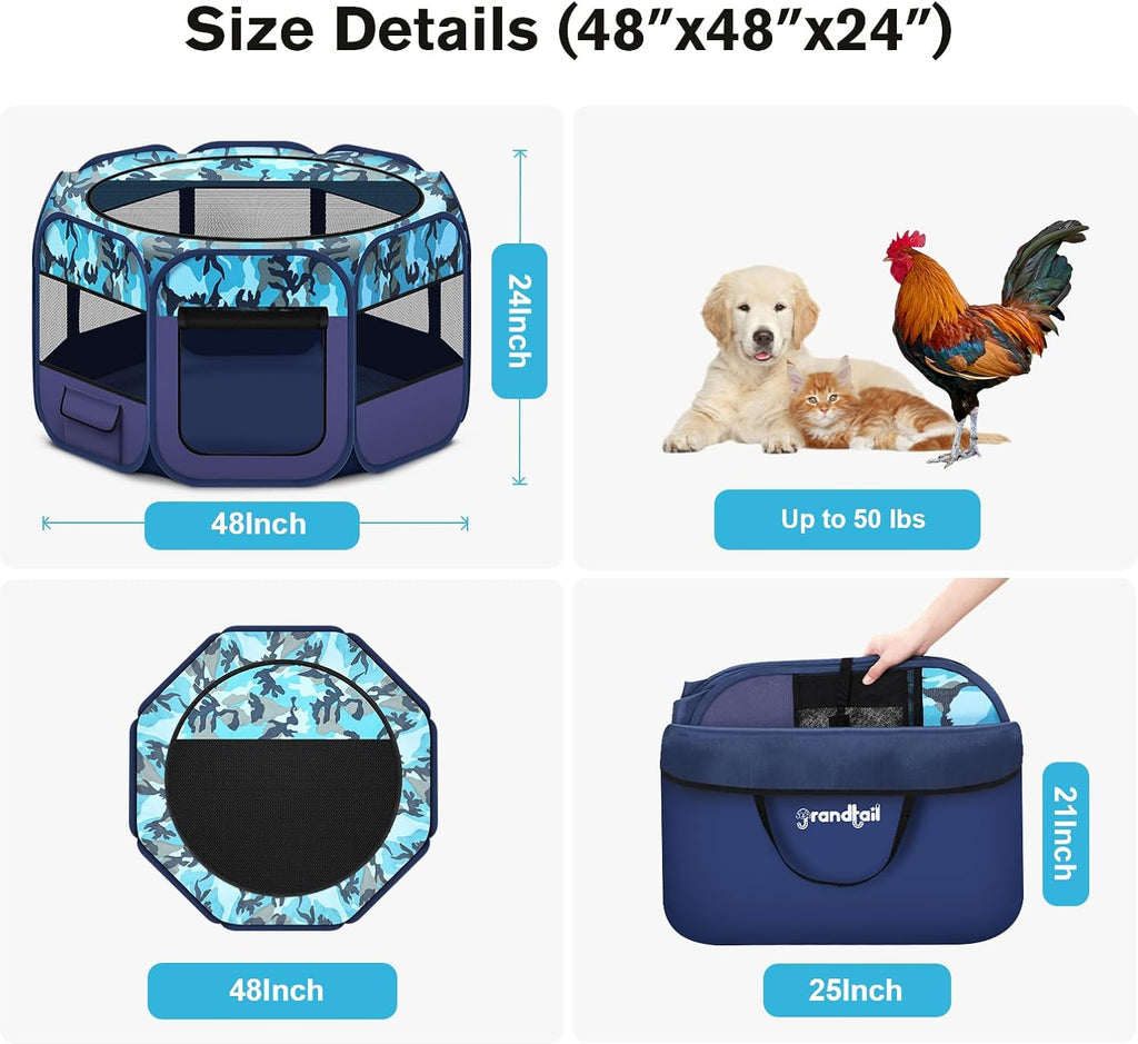 Pop Up Dog and Cat Playpen, Portable Foldable Pet Tent