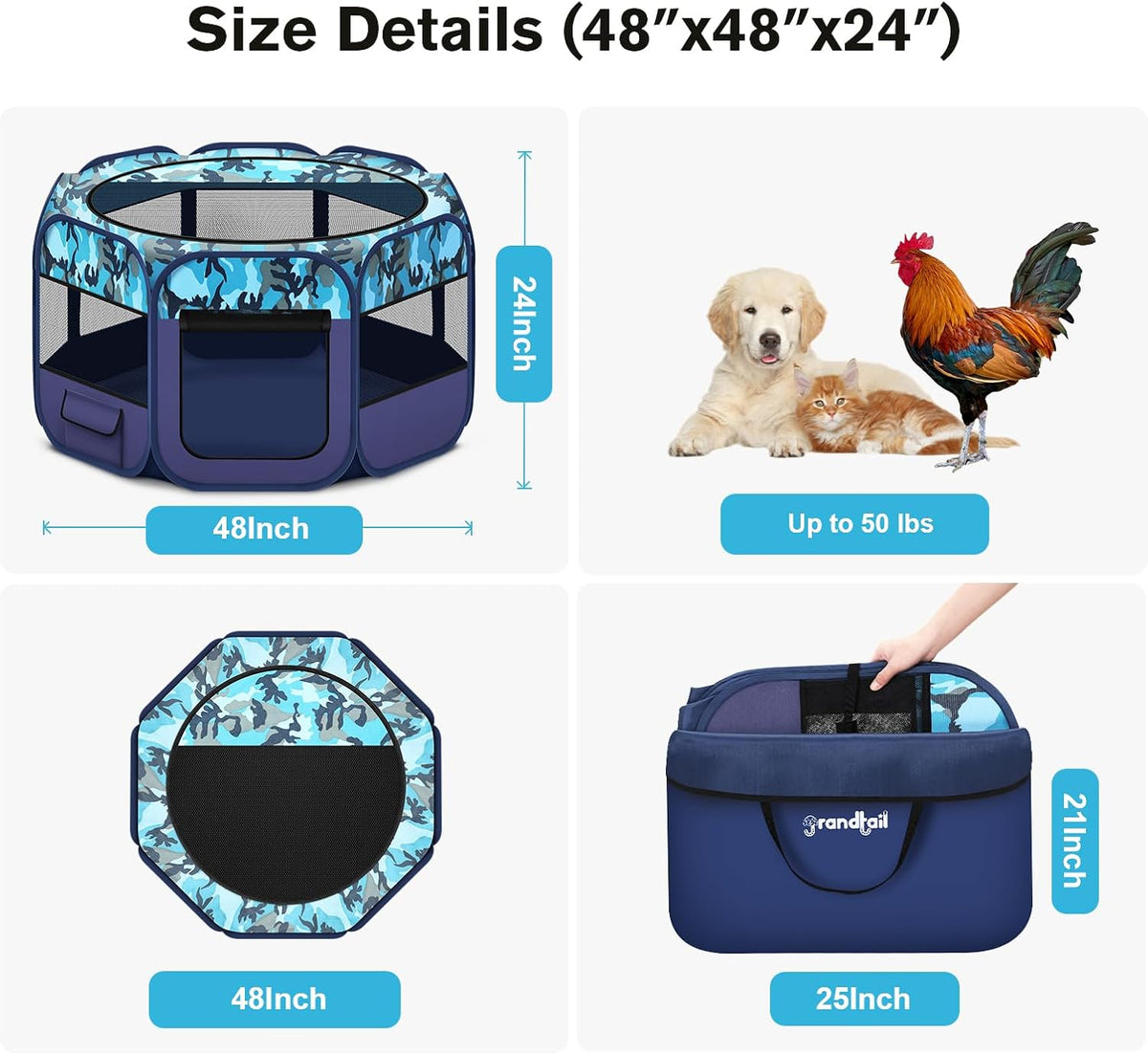 Pop Up Dog and Cat Playpen, Portable Foldable Pet Tent