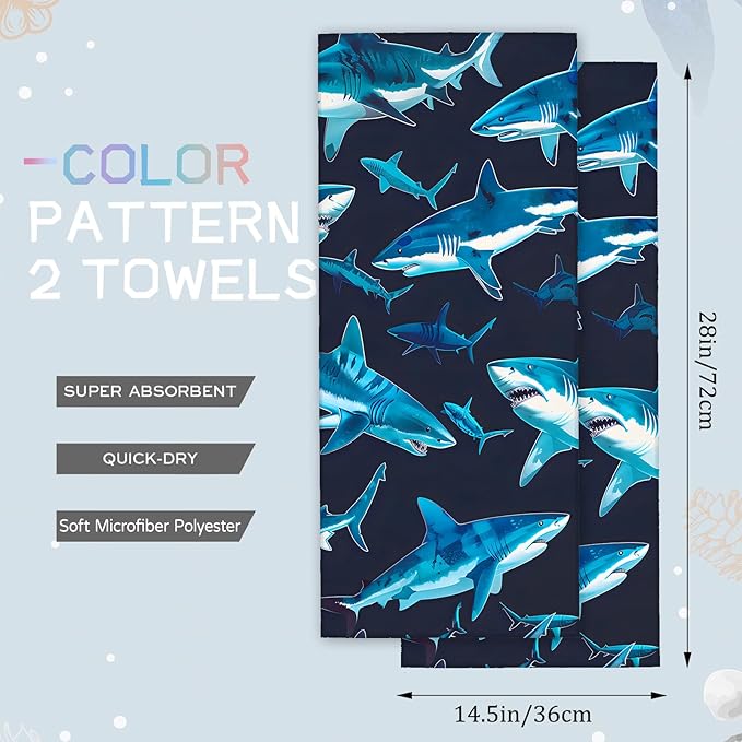 Cute Shark Hand Towels - Image 2