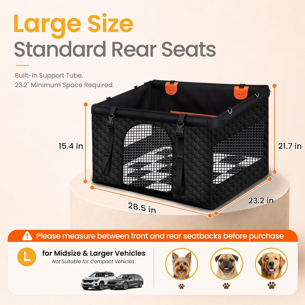 Large Dog Car Seat, Half Back Seat Extender with Hard Bottom