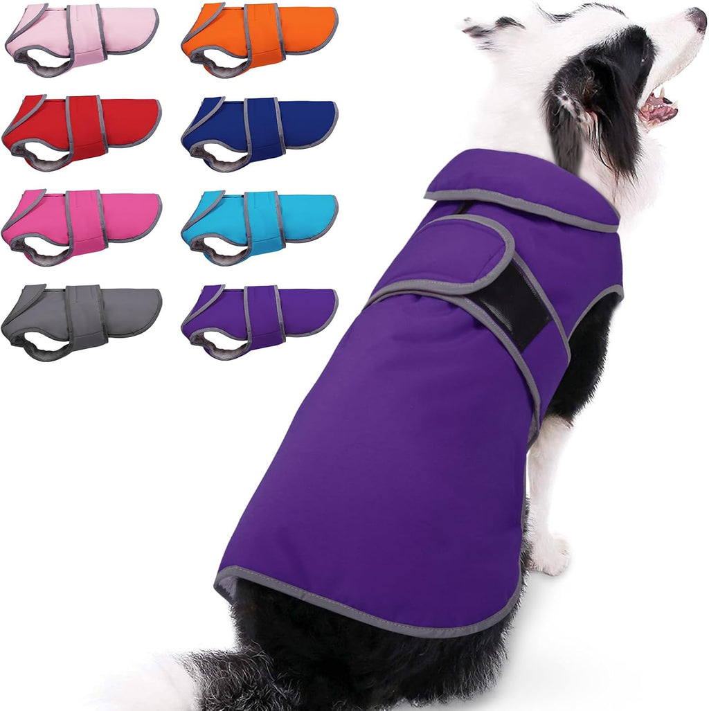 MIGOHI Warm Dog Coat Waterproof Winter Dog Jacket, M, Purple