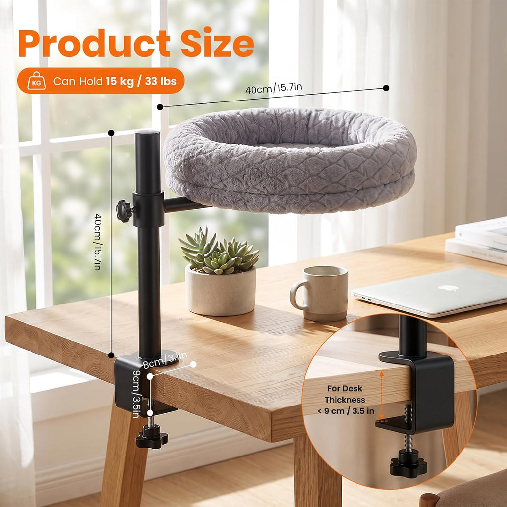 Cat Desk Bed 360° Rotating Cat Hammock Bed Holds Over 33Lbs Cats