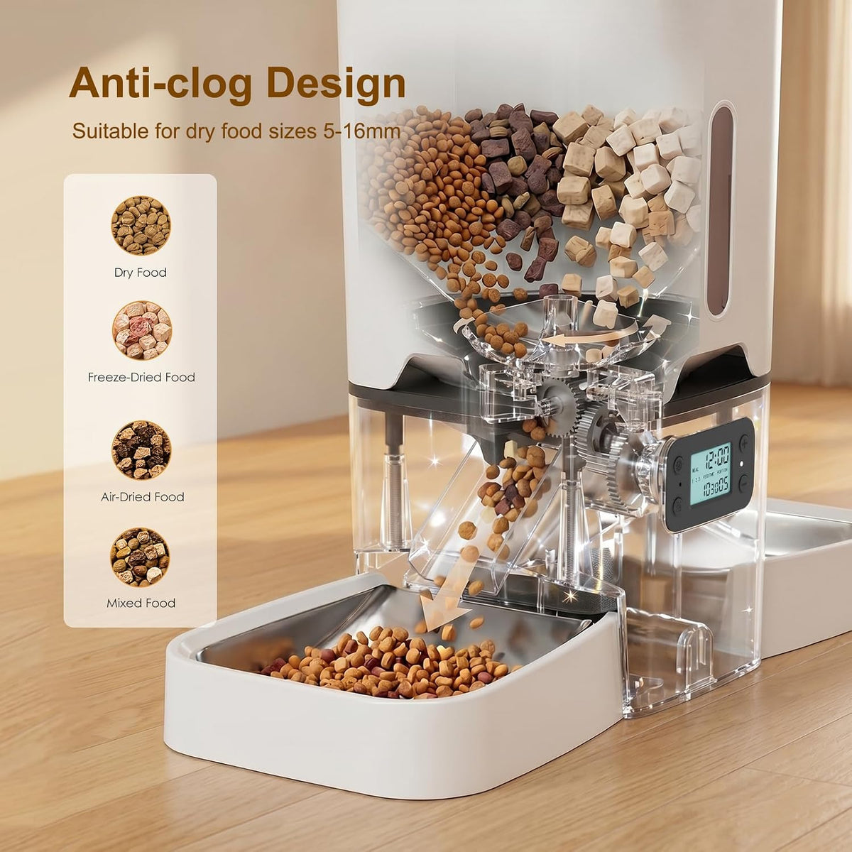 Automatic Cat Feeder 2 Cats, 7L Dry Cat Food Dispenser with Double Bowls