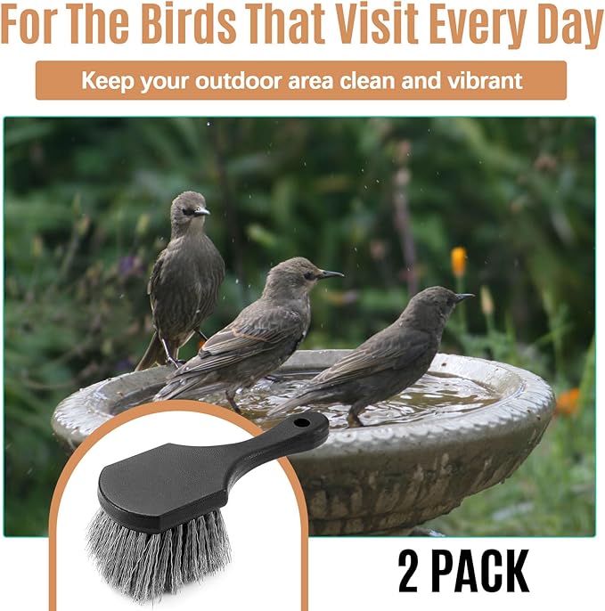 2 Pcs Bird Bath Cleaning Brush Hard Bristle Stiff Bristle Brush - Image 4