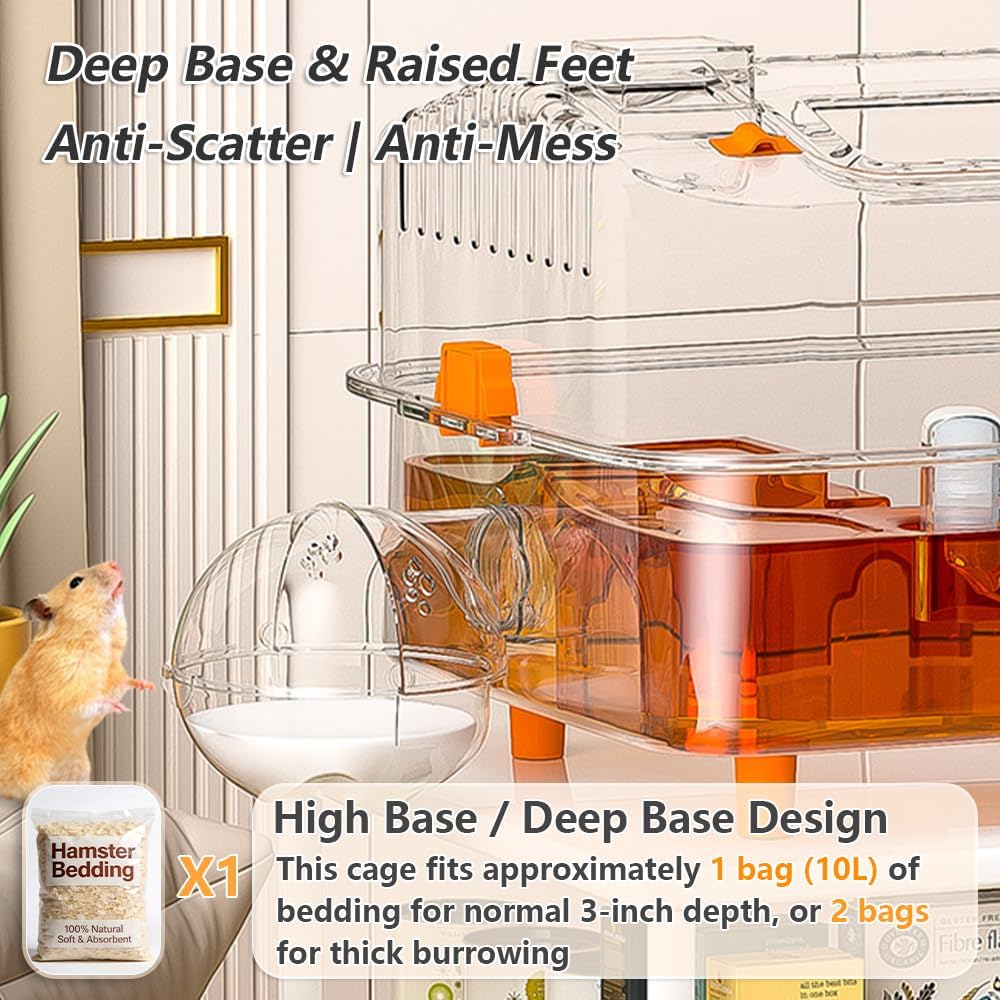 8-in-1 Dwarf Hamster Cage, No Assembly Full Transparent, Temporary Transitional/Breeding/Nursery Cage, 16.93×11.81×9.45 in, Fits Small Space/Kid’s Room, for Dwarf & Baby Hamsters