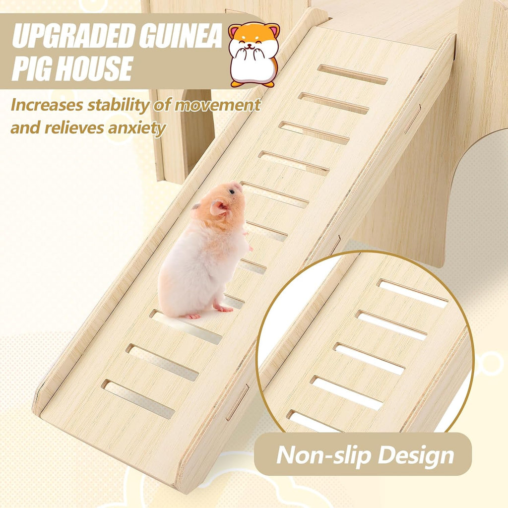 Large Guinea Pig Hideout, 14.96 X 9.45 X 7.09in Wooden Guinea Pig House
