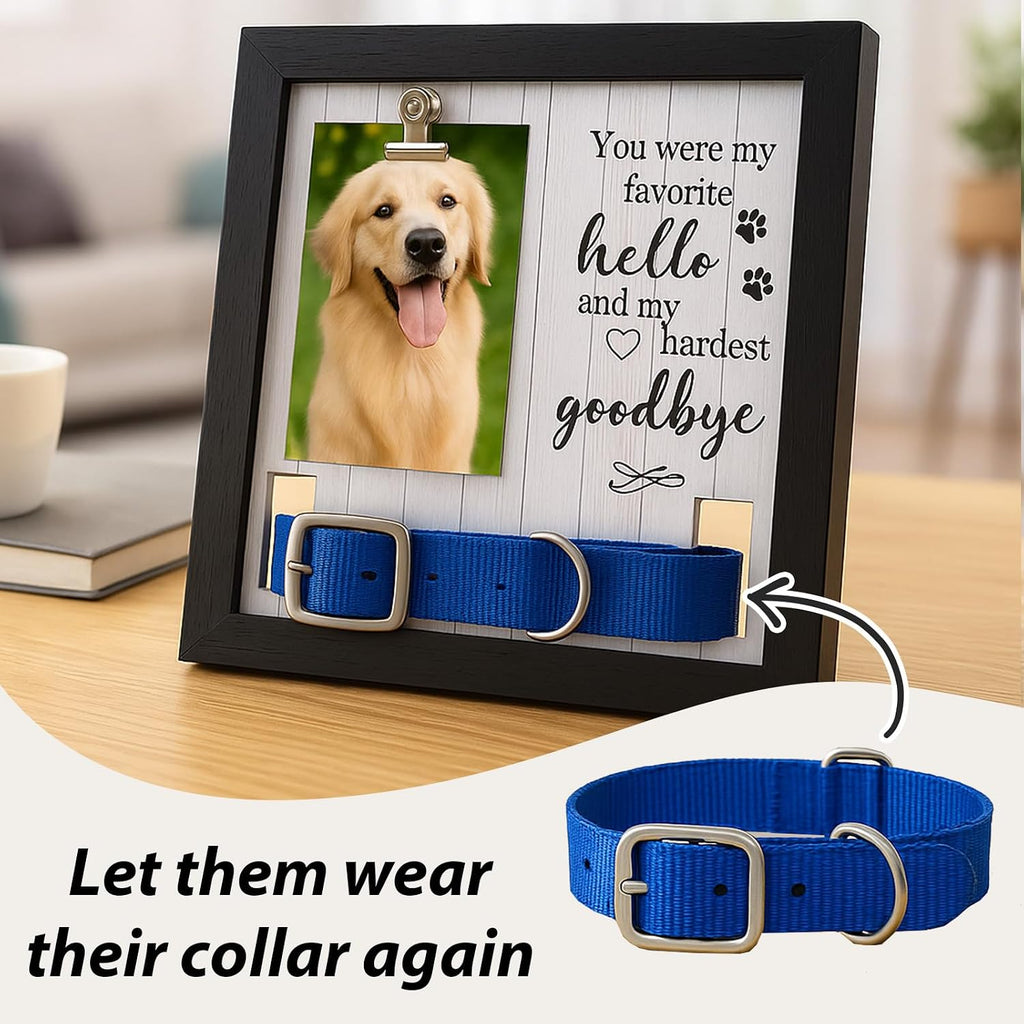 Pet Memorial Frame with Collar Holder, Pet Picture Frame Memorial Gifts for Loss of Dogs, with 2 Pcs Dog Urns Keychain for Ashes