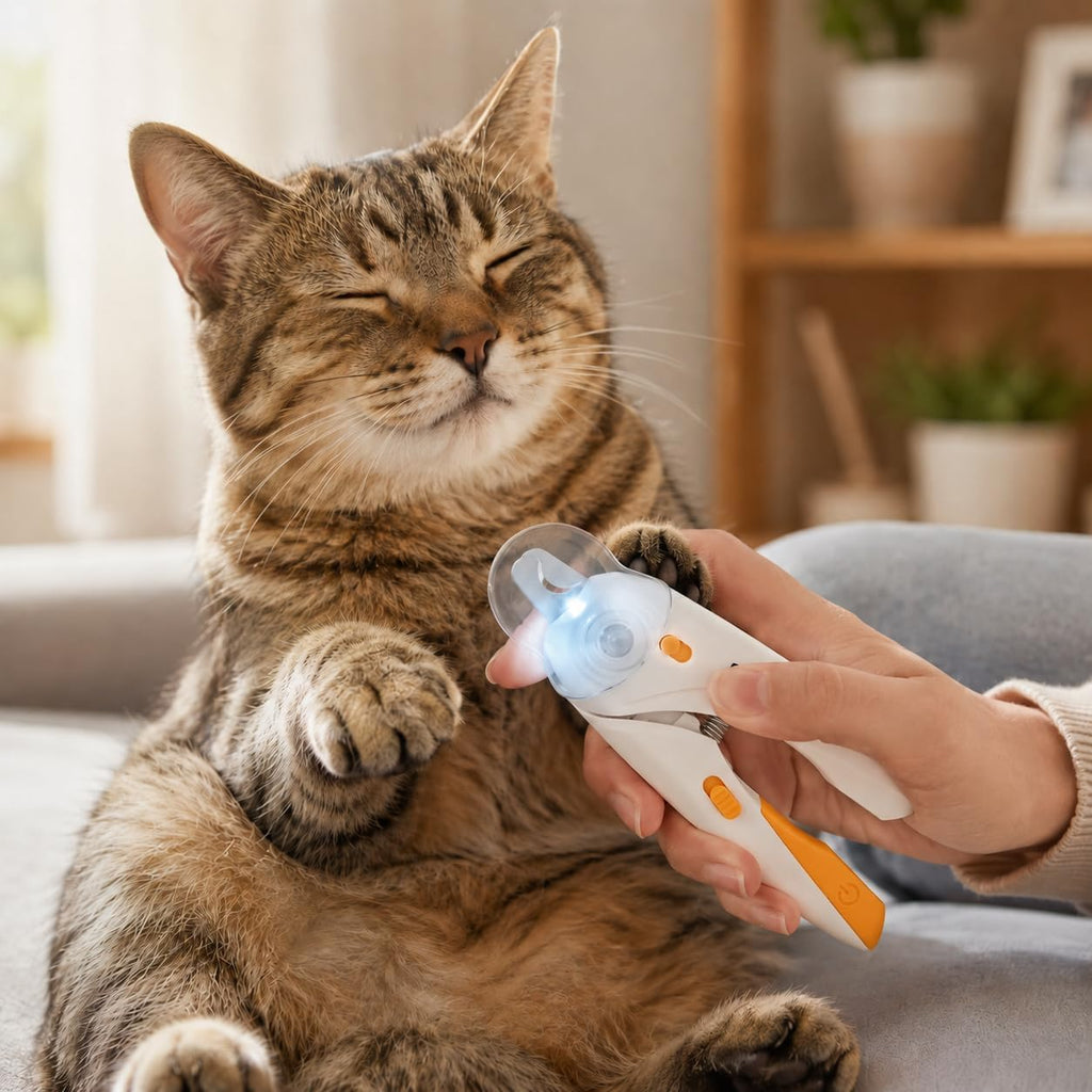Cat Nail Clipper & Small Dog Nail Clippers with LED Light - Illuminates Nails & Bloodline for Safe, Easy Trimming - Extra Sharp, Avoid Over-Cutting - Essential Cat Supplies, White