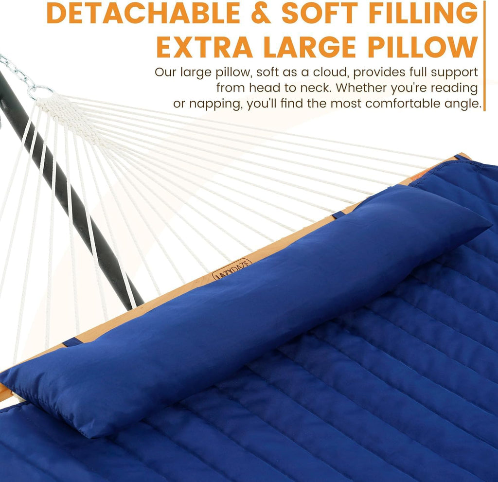 Lazy Daze Double Handwoven Rope Hammock with Pad and Pillow Set for Outdoor