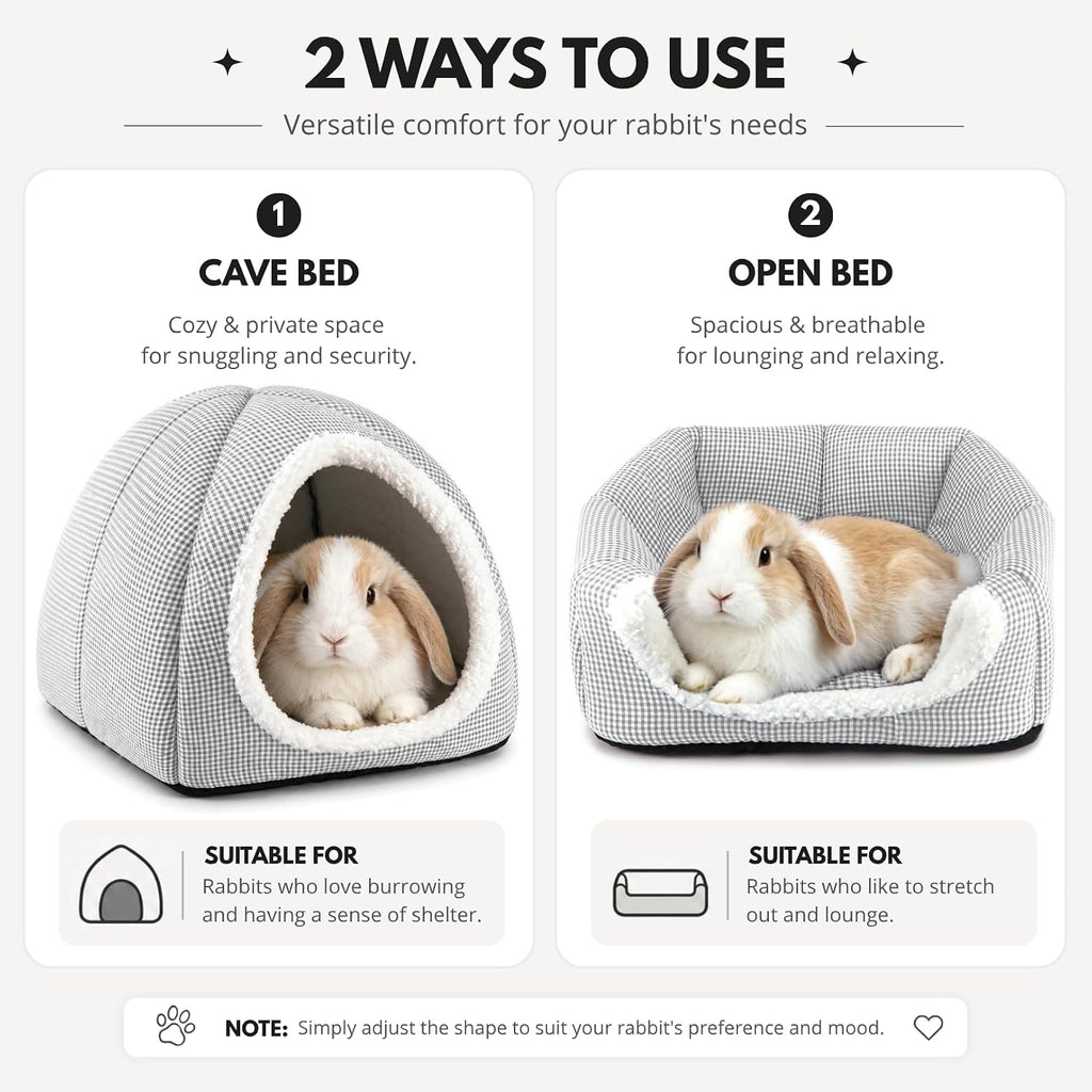 Rabbit Hideout Bed for Large Bunnies, Soft Plush Bunny House