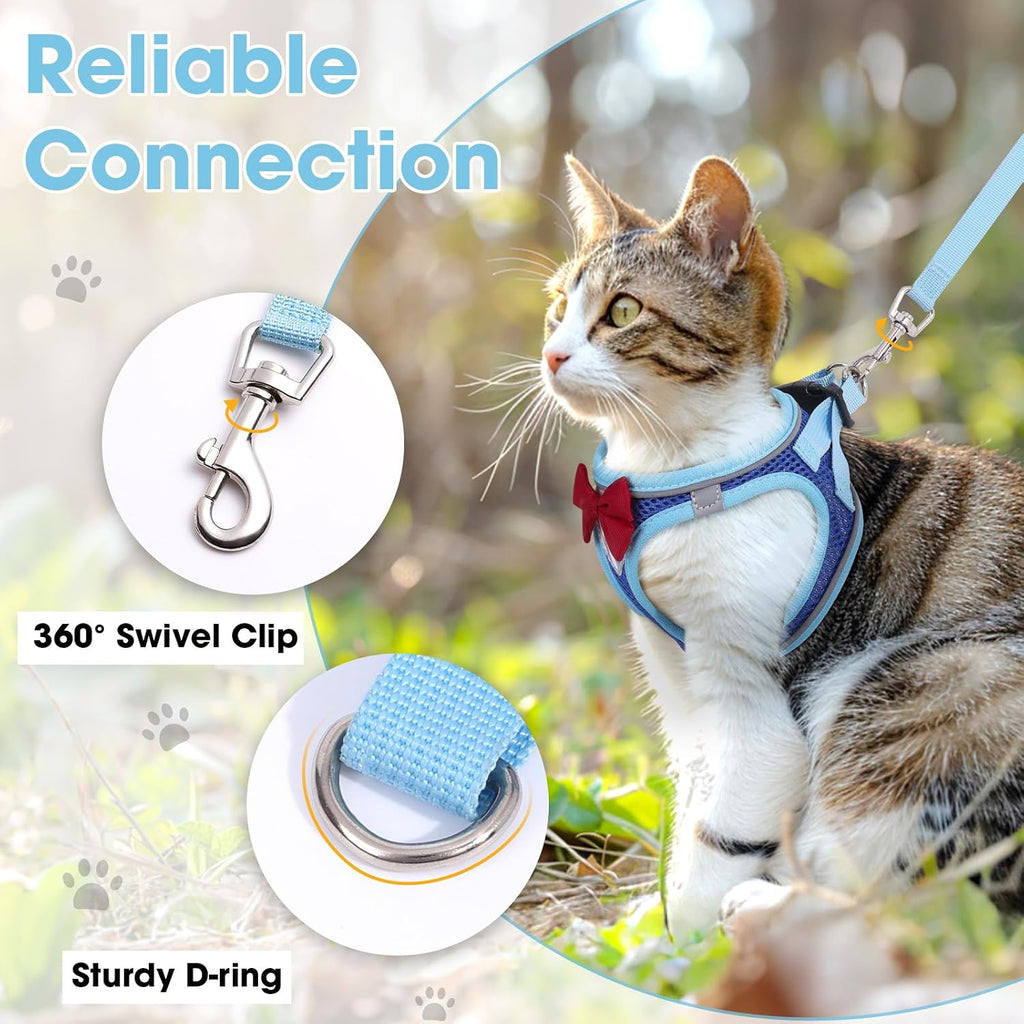 Cat Vest Harness and Leash Set, Escape Proof Kitten Harness Blue M