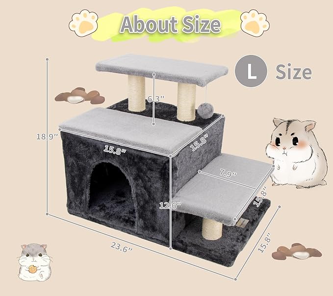 3-in-1 Pet Stairs for Cats for High Bed, Adjustable Dog Steps, Modular 3-Tier - Image 6