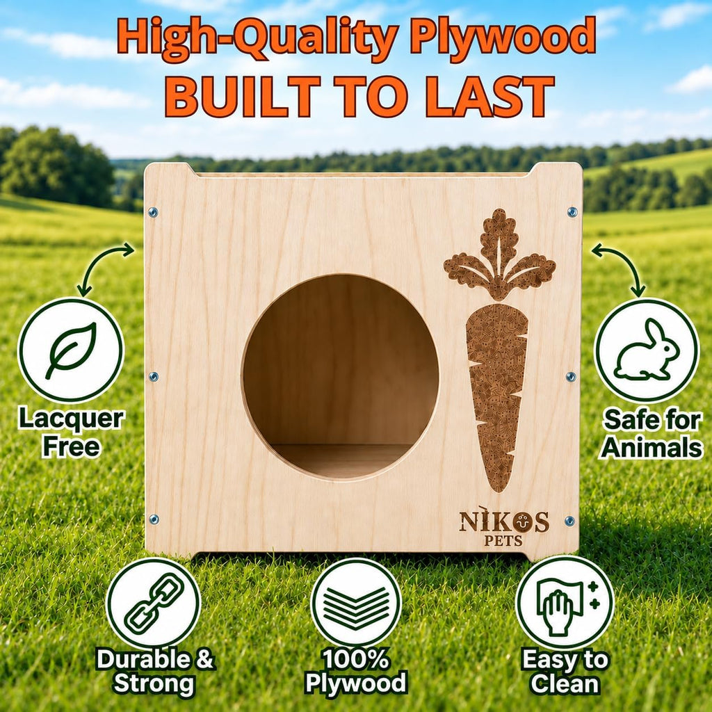 Wooden Rabbit Hideout, Rabbit Bed, Bunny Hideout, Indoor House, Outdoor Hut