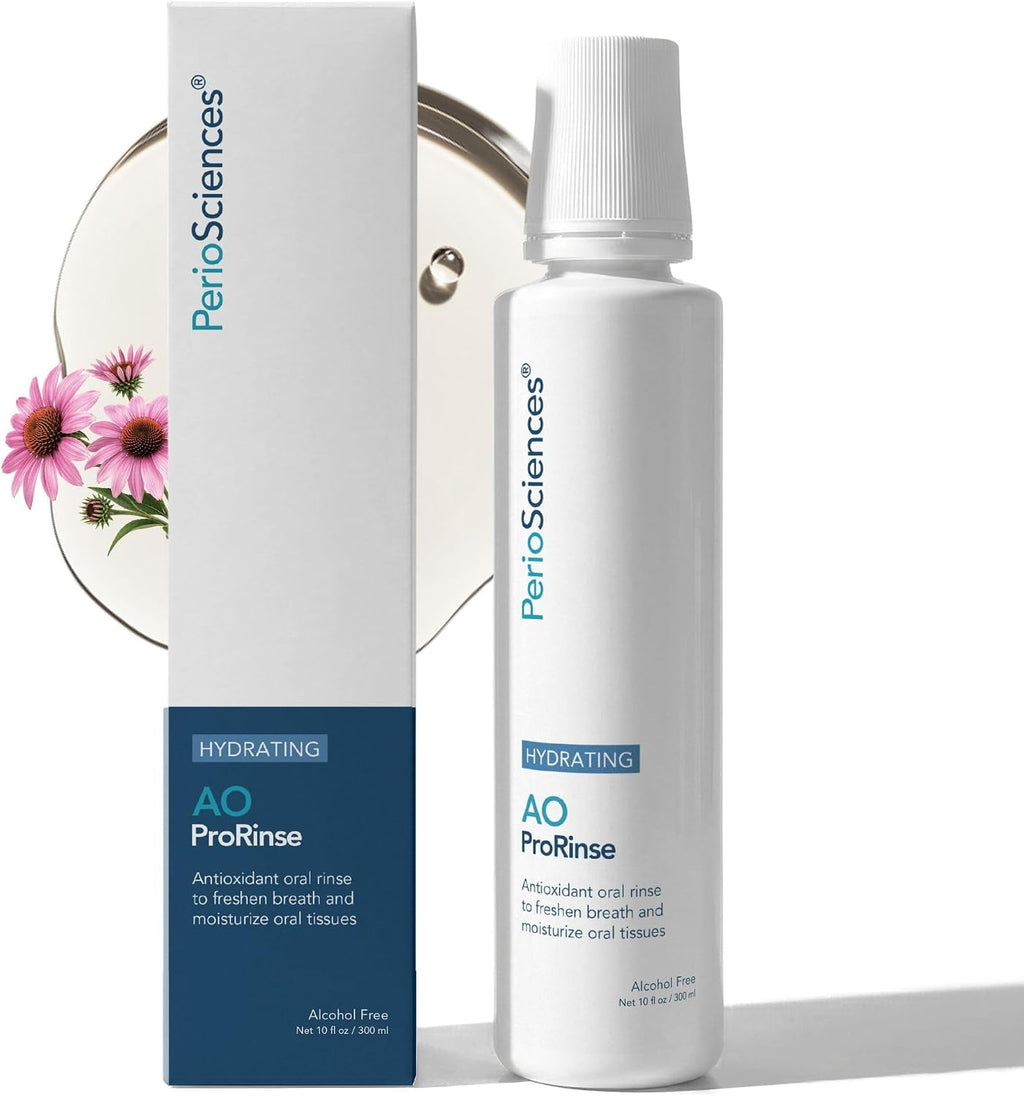 PerioSciences AO ProRinse Hydrating Oral Rinse with Antioxidants – Moisturizing Mouth Rinse for Gum Health & Oral Care – Fluoride-Free Mouthwash for Dry Mouth Sensations (10 Fl Oz / 300ml)