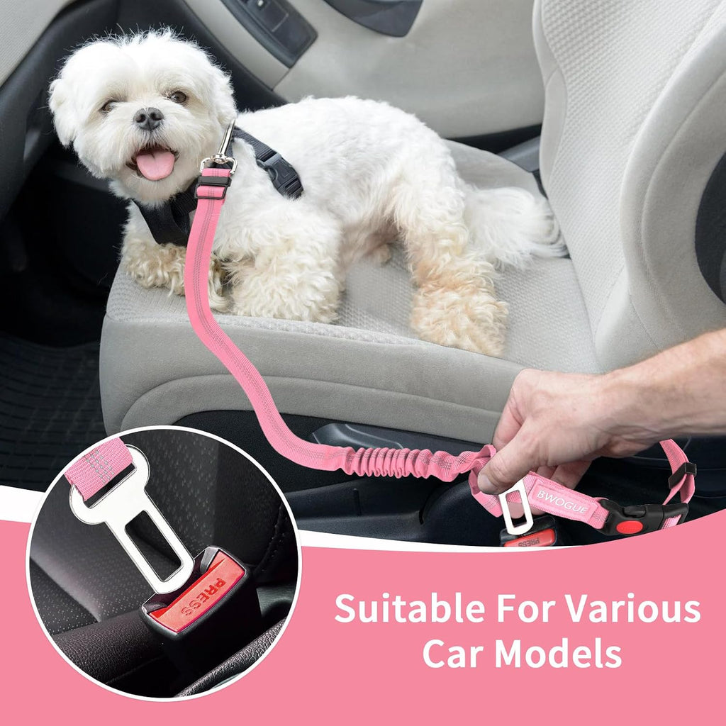 2 Pack Dog Seat Belt for Car, Elastic Bungee Buffer Safety Seat Belt