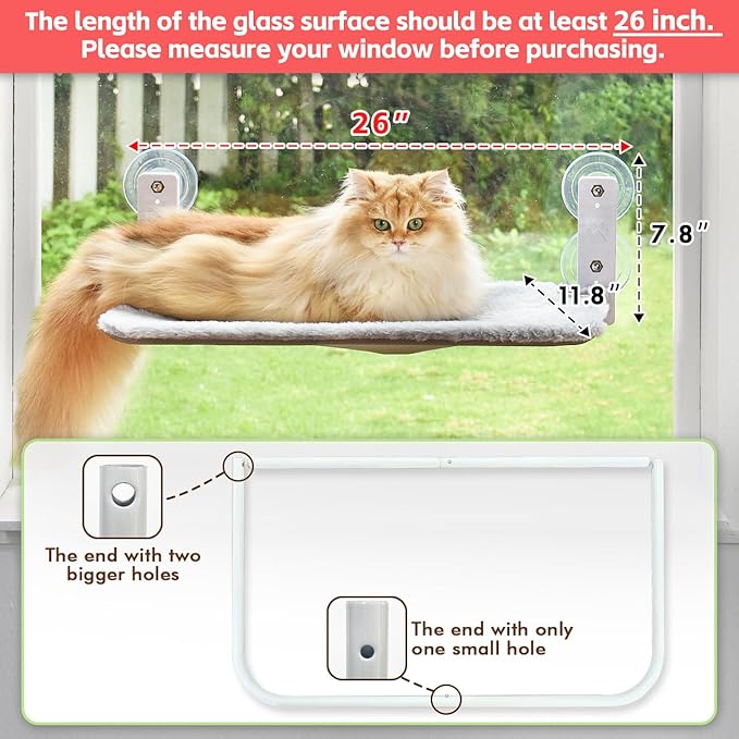 AMOSIJOY Cordless Cat Window Perch, Cat Hammock - Image 2