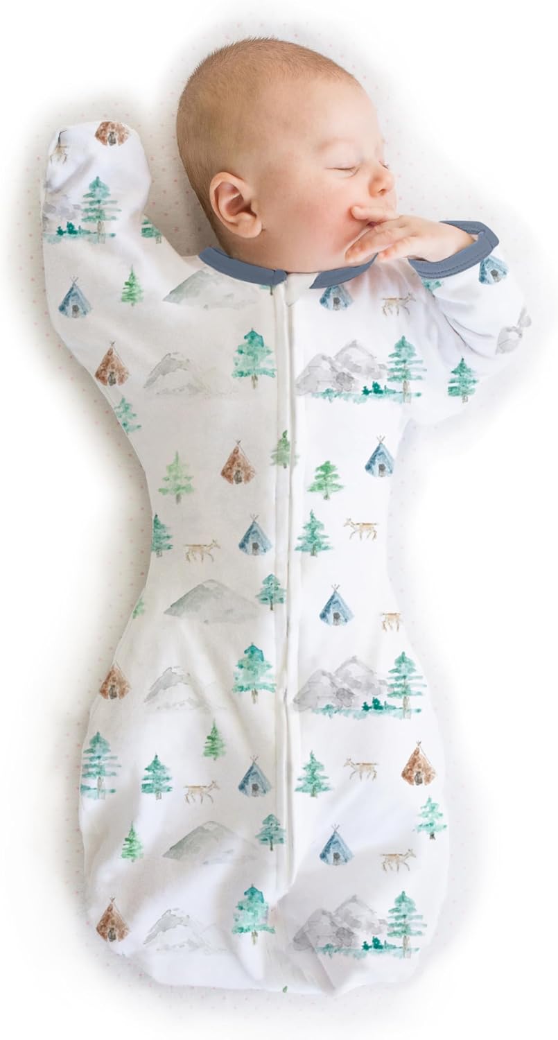SwaddleDesigns Transitional Swaddle Sack, Cotton, Mountains & Trees, 0-3mo
