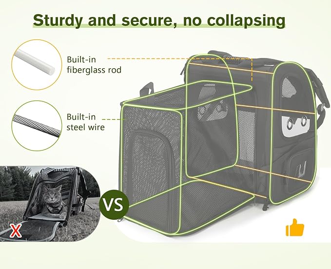 Pecute Pet Carrier Backpack, Large Cat Carrier Backpack, Expandable cat Backpack - Image 2