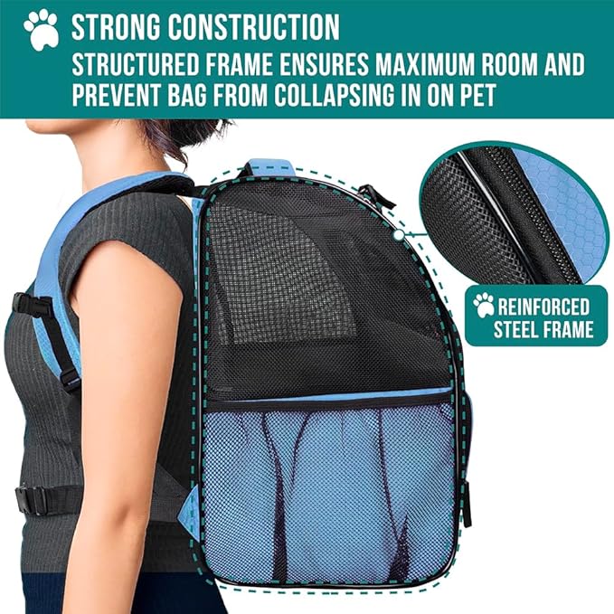 PetAmi Dog Backpack Carrier for Small Large Cat, Ventilated Pet Hiking Backpack - Image 6