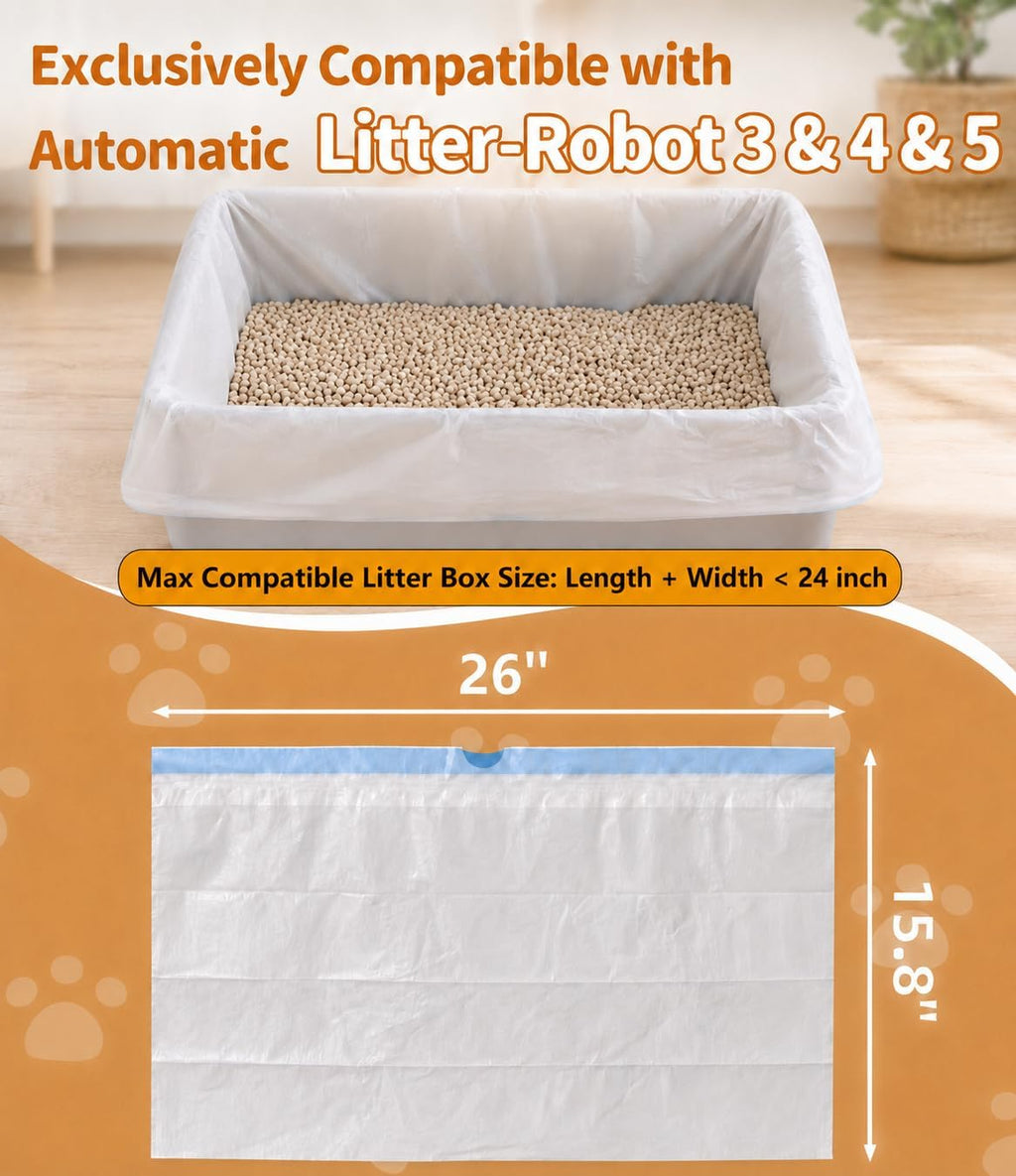 120 Count Cat Litter Bags Compatible with Automatic Litter Box Robot 3/4/5