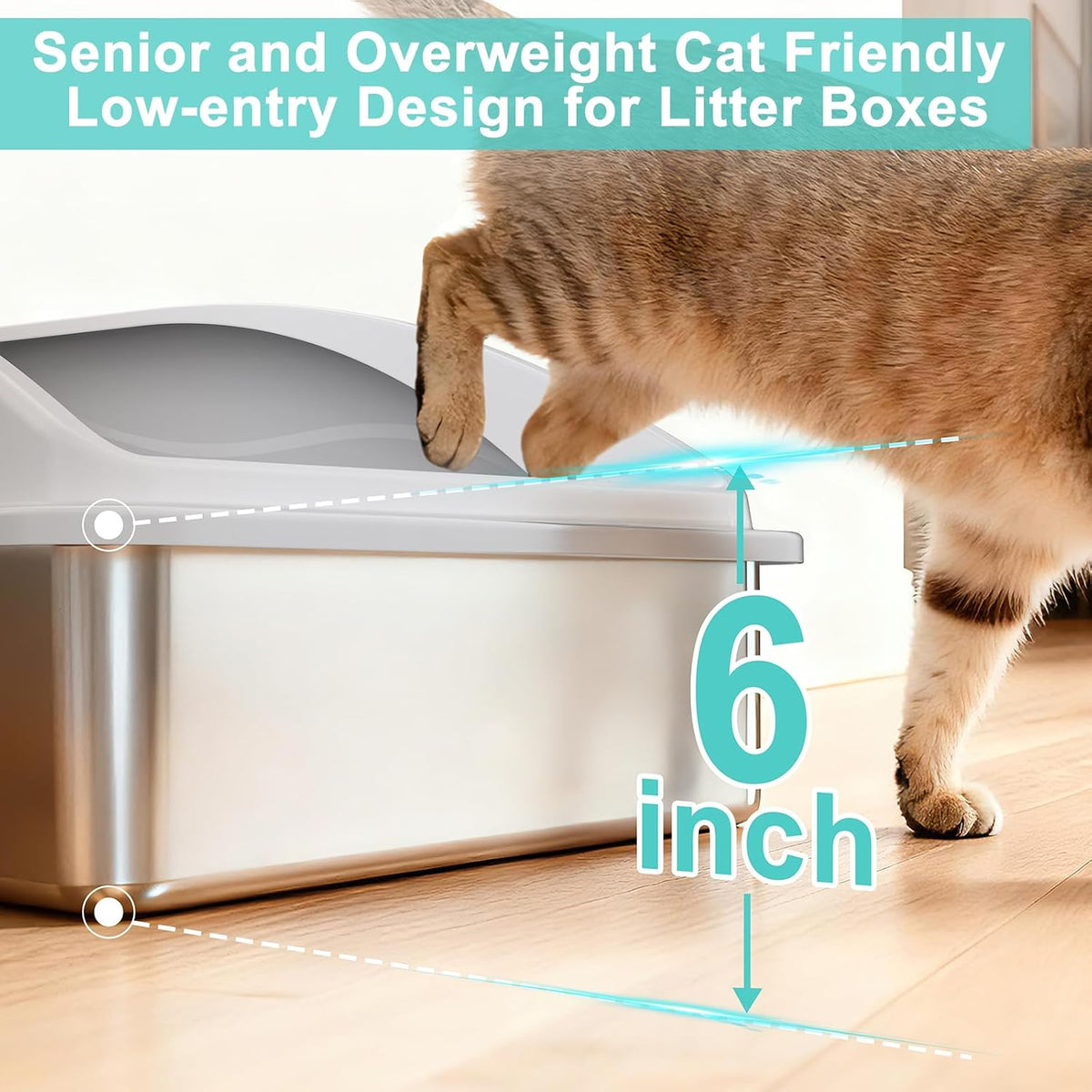 Stainless Steel Litter Box | XL Enclosed High Sided Metal Cat Litter Boxes with Lid for Lager Cats and Multi-Cats,Non-Stick, Odor Control, Easy to Clean