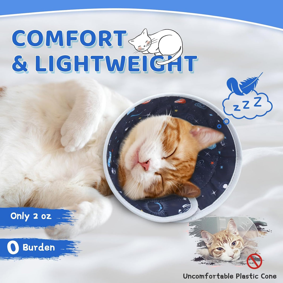 Cat Cone Collar Soft to Stop Licking, Adjustable, Foldable Lightweight Kitten Cones After Surgery Recovery for Cats & Kittens, Cat Cone Alternative, Easy Eating (Grey, M)