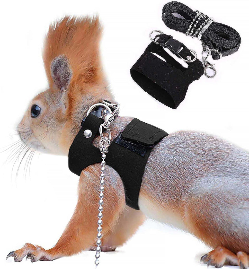 Squirrel Traction Rope Strap Anti-Bite Chain Rope, Adjustable Vest,Black