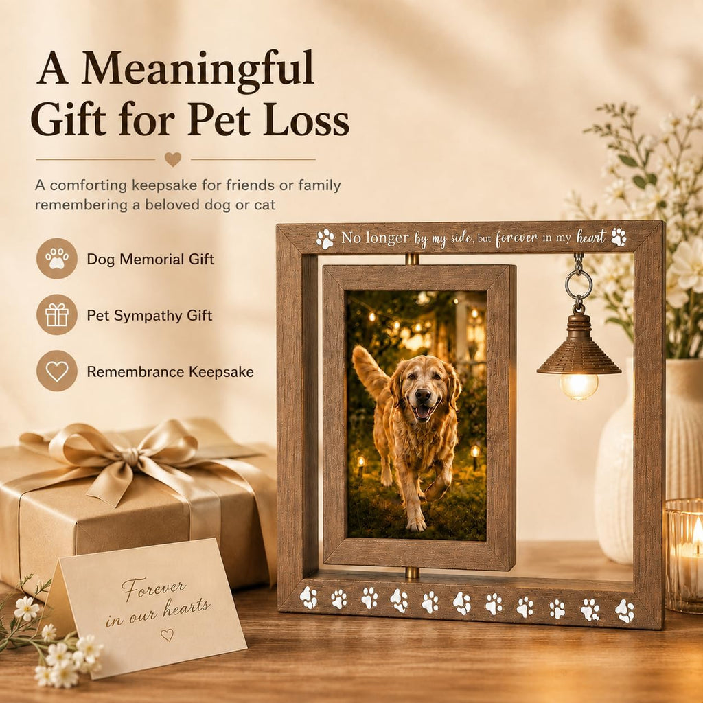 Dog Memorial Gifts for Loss of Dog, Dog Memorial Picture Frame with Light