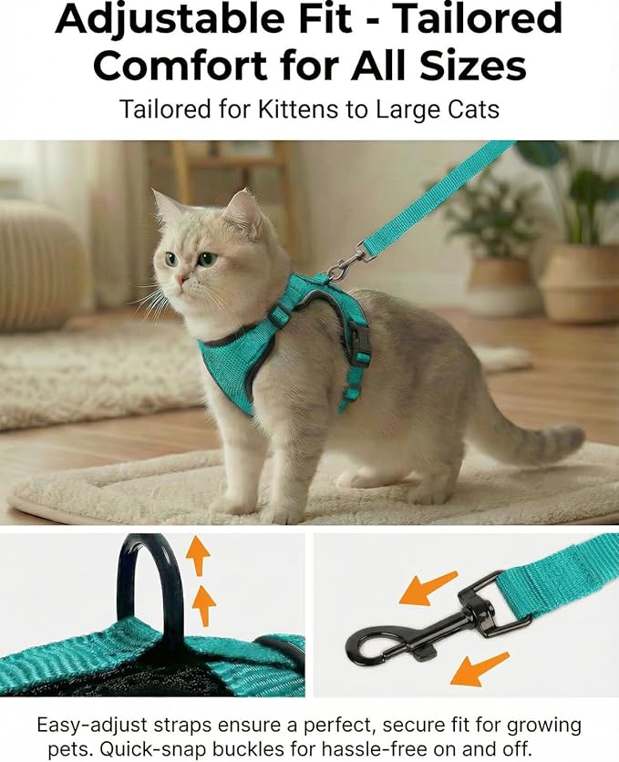 Luxelle 2 Pack Escape-Proof Cat Harness and Leash Set - Image 4