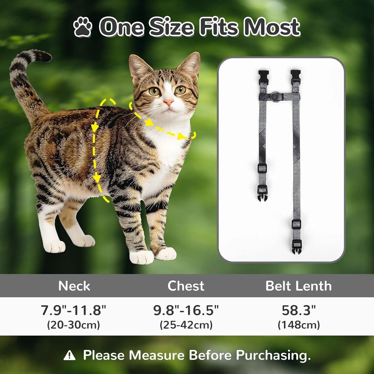 YooxArmor Adjustable Cat Harness and Leash Set, Escape Proof Kitten Harness for Walking, Soft Breathable Pet Vest for Small Medium Large Cats 5-12lbs (Grey)