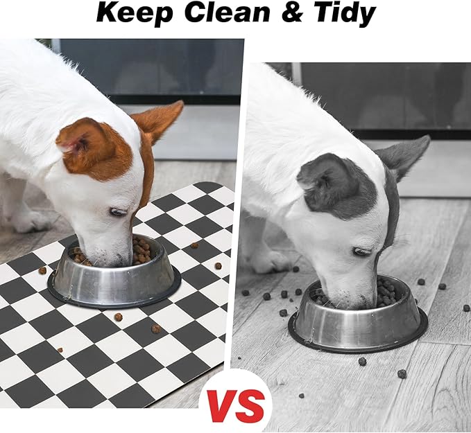 Checkered Dog Food Mat, Absorbent Leak-Proof Pet Feeding Mat, Quick Dry Cat - Image 8
