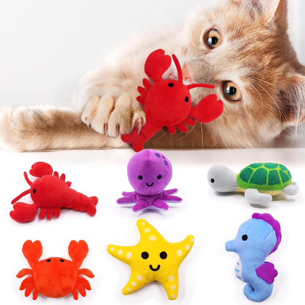 Plush Lizard Catnip Toys with Tree Trunk-shaped Pouch 5 Pack