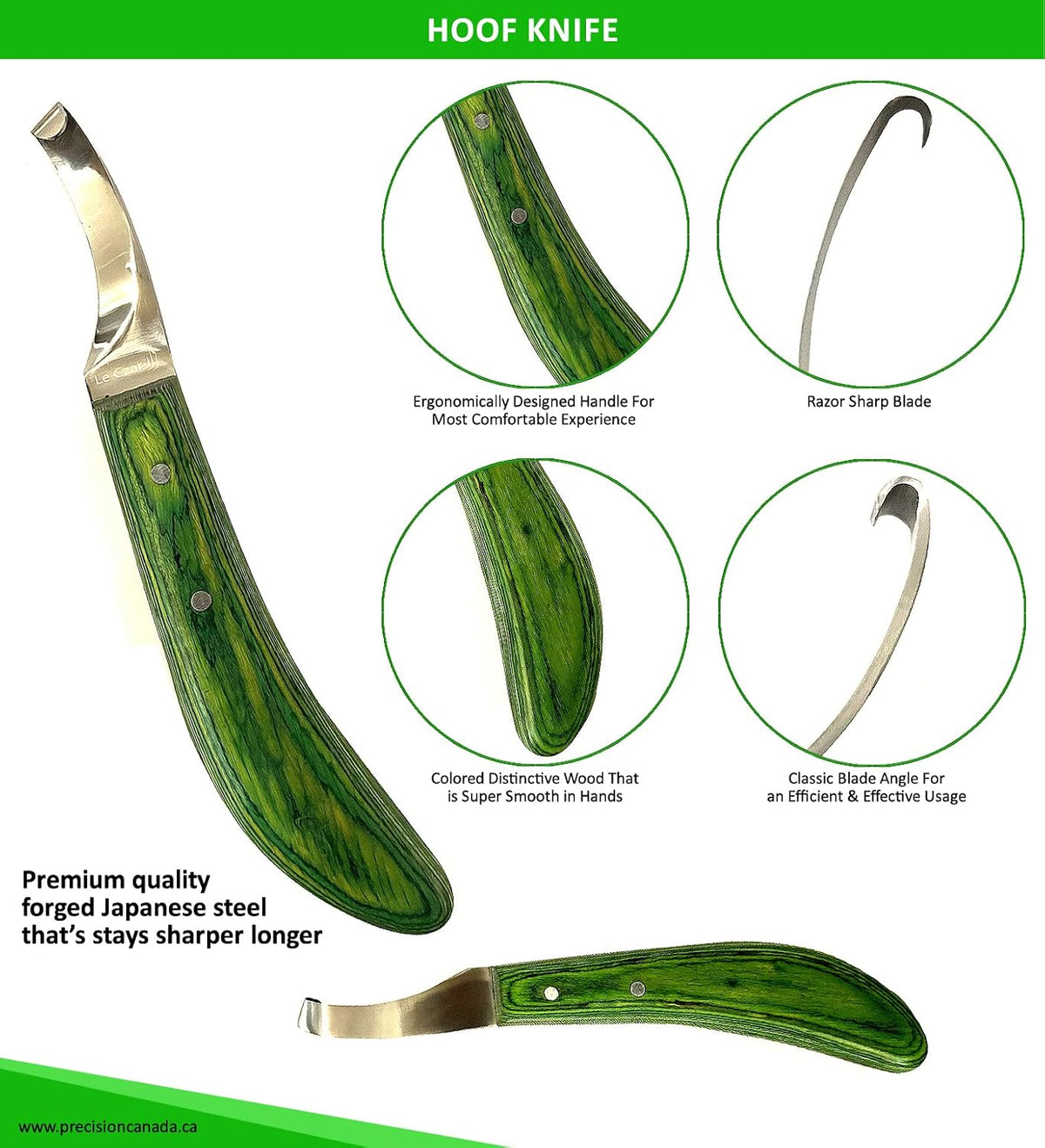 Precision Farrier Tools Super Sharp Hoof Knife | Right-Handed Knives, Hoof Knife with Wooden Handle