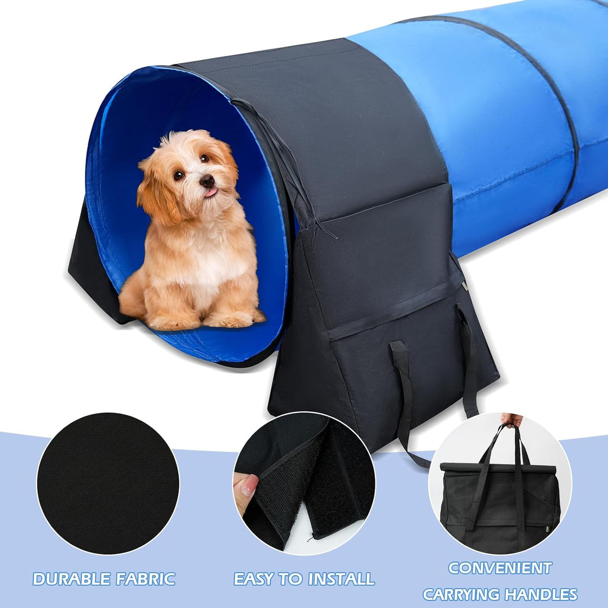 10 ft Dog Agility Tunnel with Sandbags for Training