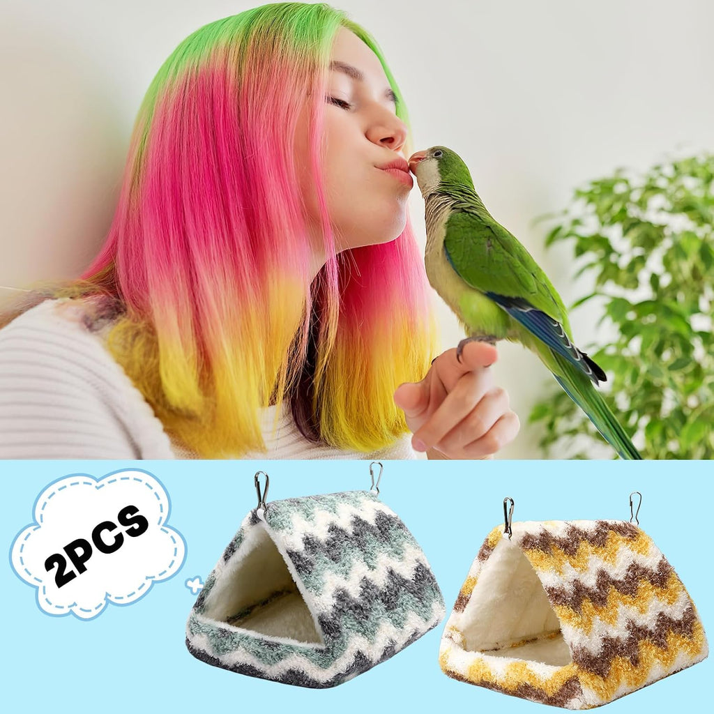 PETKNOWS 2 Pack Bird Nest House, Hanging Hammock Fluffy Parrots Bird Bed