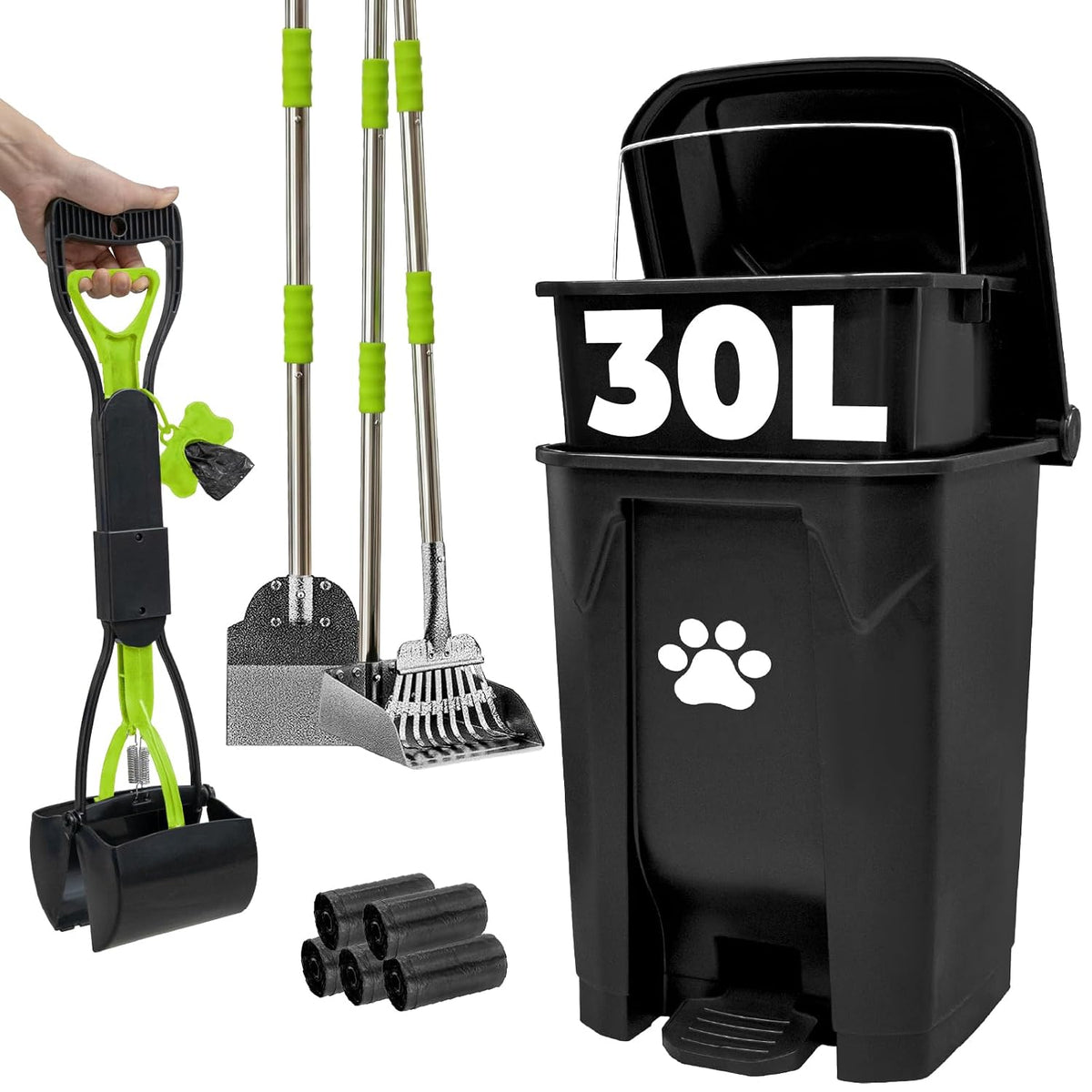20L Dog Poop Trash Can Outside, Pet Waste Trash Can Container Odor Control